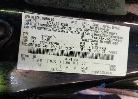 2016 Ford Focus Se z USA, uszkodzony, nr VIN 1FADP3K23GL257410